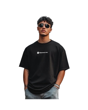 Greys&Blues Pima Oversized Round neck T-Shirt- Black